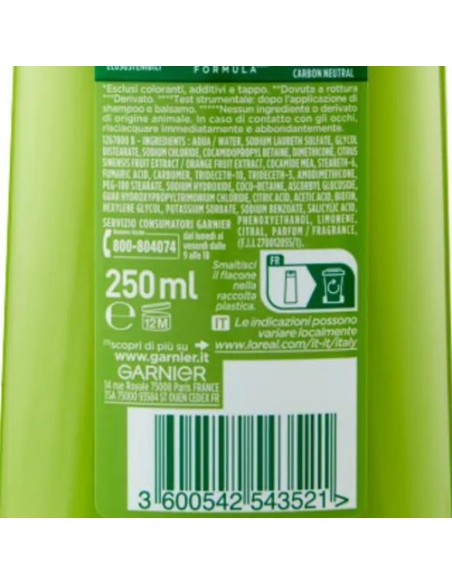 fructis shampoo - 250ml - vitamine & forza - fortificante capelli fragili: tuttocasashop.live: igiene e cura della persona
