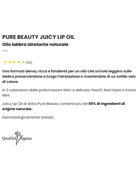 astra pure beauty juicy lip oil - olio labbra idratante - 03 forest mint: tuttocasashop.live: igiene e cura della persona