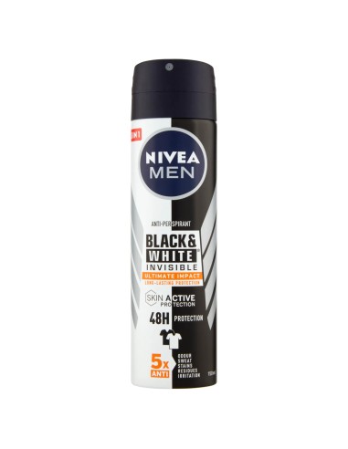 nivea deodorante spray - 150ml - for men - black & white invisible - 48h: tuttocasashop.live: igiene e cura della persona
