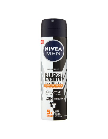 nivea deodorante spray - 150ml - for men - black & white invisible - 48h: tuttocasashop.live: igiene e cura della persona