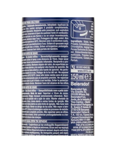 nivea deodorante spray - 150ml - for men - cool kick - 48h - quick dry: tuttocasashop.live: igiene e cura della persona