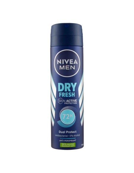 nivea deodorante spray - 150ml - for men - dry fresh - 72h dual protect: tuttocasashop.live: igiene e cura della persona