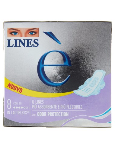 lines e' assorbenti in lactifless - 8 pezzi - anatomico con ali: tuttocasashop.live: igiene e cura della persona