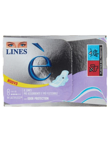 lines e' assorbenti in lactifless - 8 pezzi - anatomico con ali: tuttocasashop.live: igiene e cura della persona