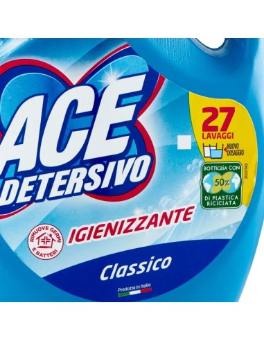 ace detersivo lavatrice liquido - 27 lavaggi - 1350ml - classico: tuttocasashop.live: prodotti per bucato e tessuti