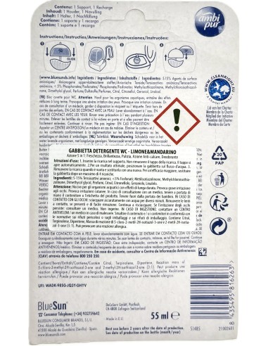 ambipur tavoletta deodorante e igienizzante wc - 55ml - lemon & mandarin: tuttocasashop.live: pulizia e cura della casa