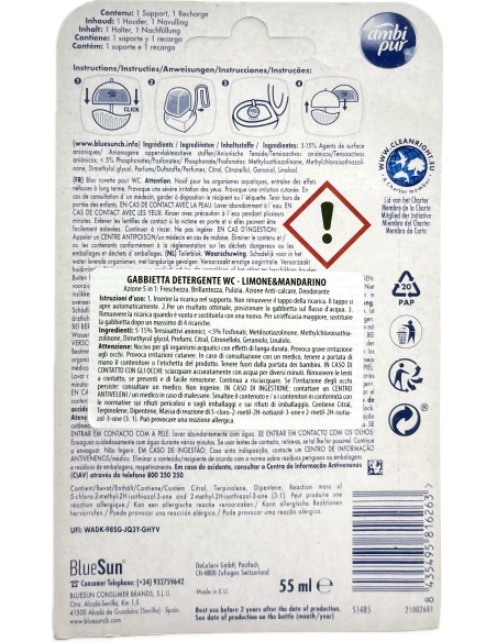 ambipur tavoletta deodorante e igienizzante wc - 55ml - lemon & mandarin: tuttocasashop.live: pulizia e cura della casa
