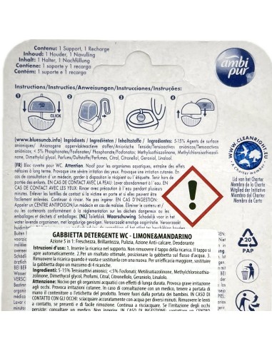 ambipur tavoletta deodorante e igienizzante wc - 55ml - lemon & mandarin: tuttocasashop.live: pulizia e cura della casa