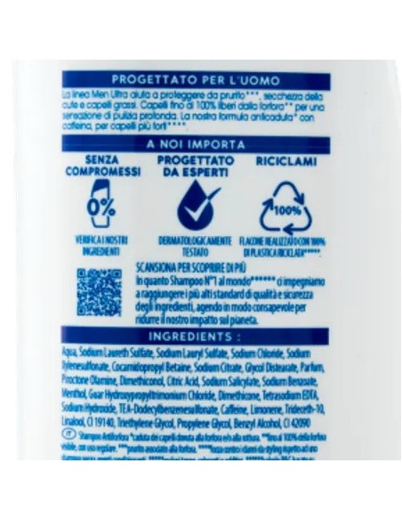 head & shoulders shampoo 225ml - men ultra - anticaduta - con caffeina: tuttocasashop.live: igiene e cura della persona
