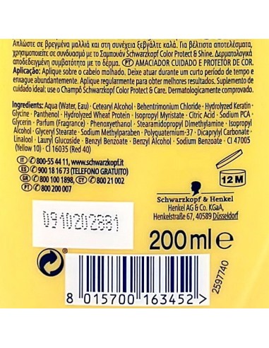 schwarzkopf testanera balsamo 200ml - protezione colore - capelli colorati: tuttocasashop.live: igiene e cura della persona