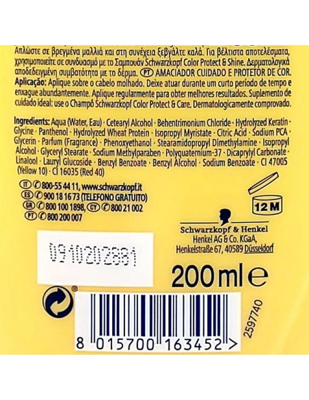 schwarzkopf testanera balsamo 200ml - protezione colore - capelli colorati: tuttocasashop.live: igiene e cura della persona