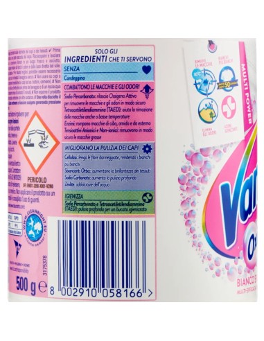 vanish oxi action additivo per bucato - 500 grammi - crystal white - bianco: tuttocasashop.live: prodotti per bucato e tessuti