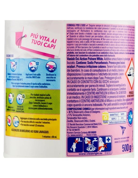 vanish oxi action additivo per bucato - 500 grammi - crystal white - bianco: tuttocasashop.live: prodotti per bucato e tessuti