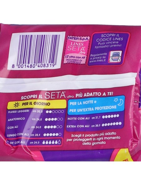 lines seta ultra assorbenti - 12 pezzi - lady - con ali: tuttocasashop.live: igiene e cura della persona