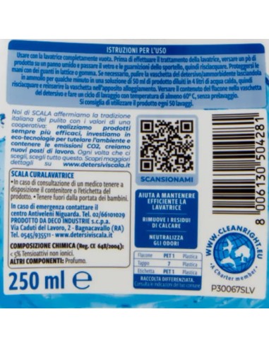 scala curalavatrice 250ml - mantiene pulita la lavatrice: tuttocasashop.live: prodotti per bucato e tessuti