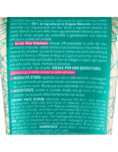 geomar scrub viso cremoso 150ml - 2in1 esfolia e deterge - 95% naturale: tuttocasashop.live: igiene e cura della persona