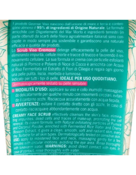 geomar scrub viso cremoso 150ml - 2in1 esfolia e deterge - 95% naturale: tuttocasashop.live: igiene e cura della persona