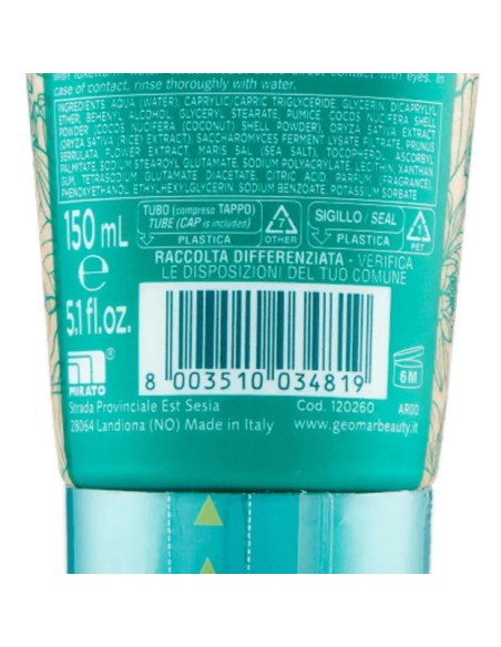 geomar scrub viso cremoso 150ml - 2in1 esfolia e deterge - 95% naturale: tuttocasashop.live: igiene e cura della persona