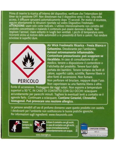 air wick fresh matic diffusore + ricarica - fresia bianca e gelsomino: tuttocasashop.live: pulizia e cura della casa