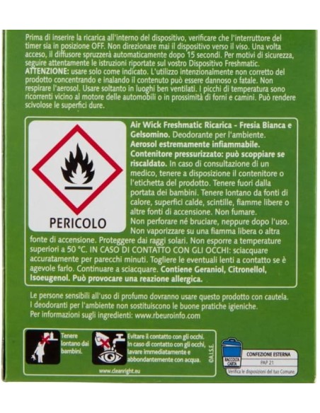 air wick fresh matic diffusore + ricarica - fresia bianca e gelsomino: tuttocasashop.live: pulizia e cura della casa