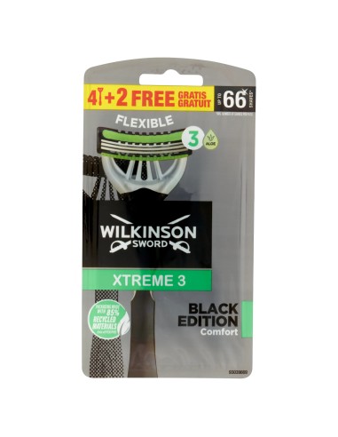wilkinson xtreme3 rasoi radi & getta trilama - 6 pezzi - black edition: tuttocasashop.live: igiene e cura della persona