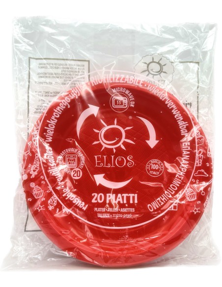 elios 20 piatti in plastica riutilizzabili diametro 21cm - piani - rossi: tuttocasashop.live: carta & monouso