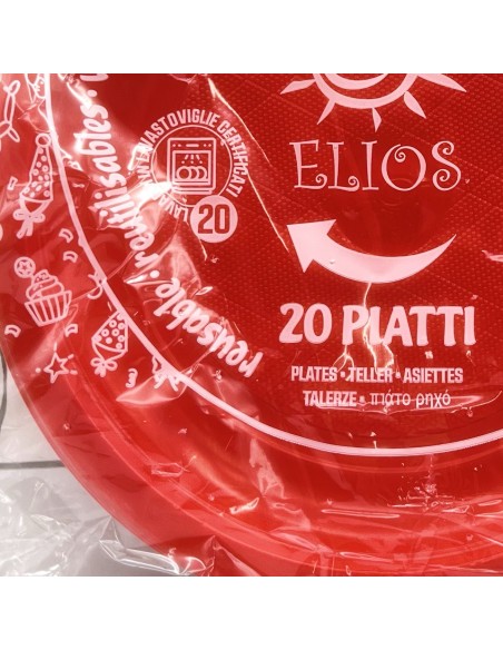elios 20 piatti in plastica riutilizzabili diametro 21cm - fondi - rossi: tuttocasashop.live: carta & monouso