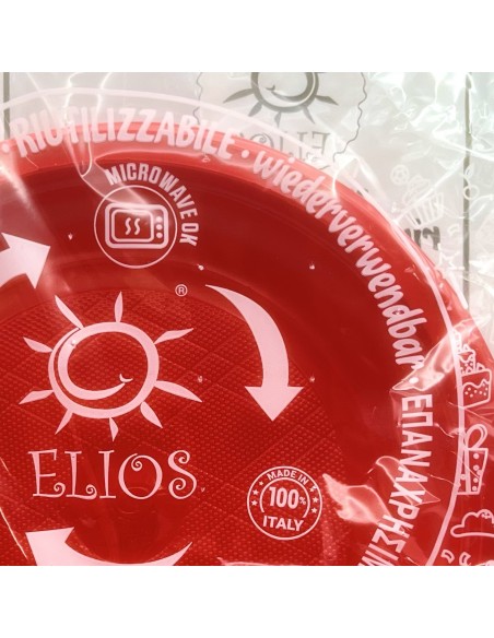 elios 20 piatti in plastica riutilizzabili diametro 21cm - fondi - rossi: tuttocasashop.live: carta & monouso