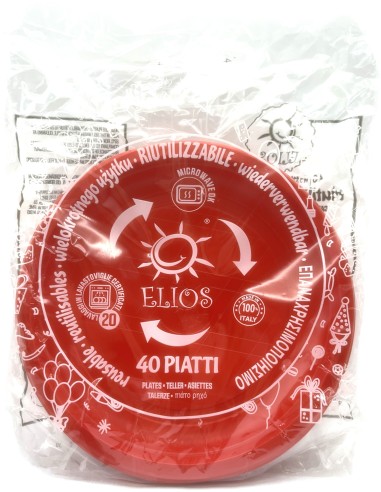 elios 40 piatti monouso in plastica formato dessert - diametro 17cm - rossi: tuttocasashop.live: carta & monouso