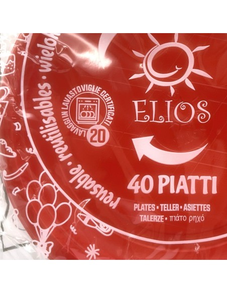elios 40 piatti monouso in plastica formato dessert - diametro 17cm - rossi: tuttocasashop.live: carta & monouso
