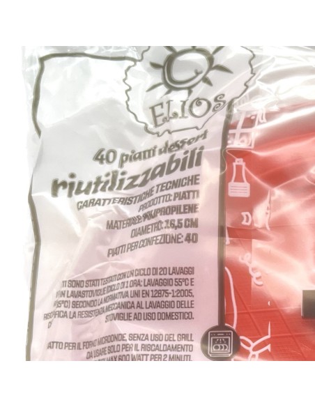 elios 40 piatti monouso in plastica formato dessert - diametro 17cm - rossi: tuttocasashop.live: carta & monouso