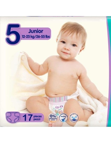 chicco pannolini ultra fit&fun taglia 5 junior 12-25kg - 17 pezzi: tuttocasashop.live: igiene e cura della persona