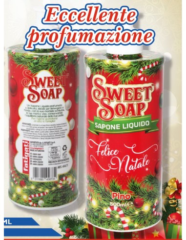 sweet soap sapone liquido - felice natale - 500ml - pino: tuttocasashop.live: igiene e cura della persona