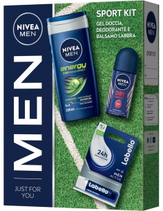 nivea men sport cofanetto: deo roll-on + doccia 250ml + labello: tuttocasashop.live: igiene e cura della persona