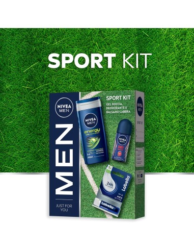 nivea men sport cofanetto: deo roll-on + doccia 250ml + labello: tuttocasashop.live: igiene e cura della persona