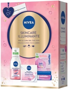 nivea skincare illuminante cofanetto: crema giorno + struccante + labello: tuttocasashop.live: igiene e cura della persona