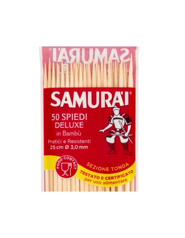 samurai spiedini in legno di bamboo - 25cm - 50 pezzi: tuttocasashop.live: carta & monouso