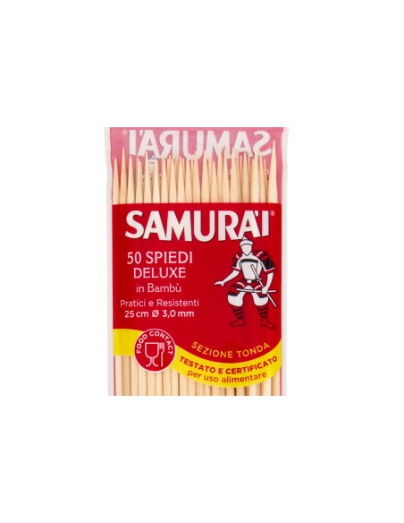 samurai spiedini in legno di bamboo - 25cm - 50 pezzi: tuttocasashop.live: carta & monouso