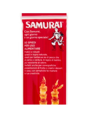 samurai spiedini in legno di bamboo - 25cm - 50 pezzi: tuttocasashop.live: carta & monouso