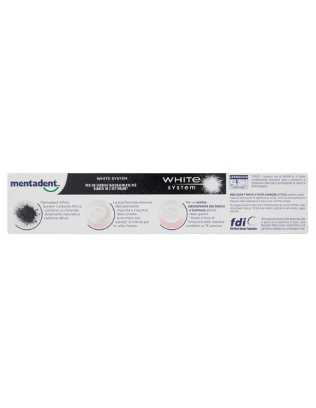 mentadent dentifricio - 75ml - white system - carbone attivo - sbiancante: tuttocasashop.live: igiene e cura della persona