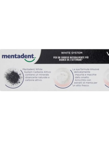 mentadent dentifricio - 75ml - white system - carbone attivo - sbiancante: tuttocasashop.live: igiene e cura della persona
