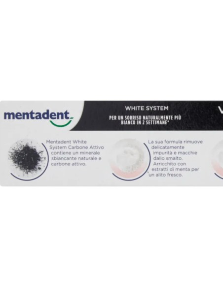 mentadent dentifricio - 75ml - white system - carbone attivo - sbiancante: tuttocasashop.live: igiene e cura della persona