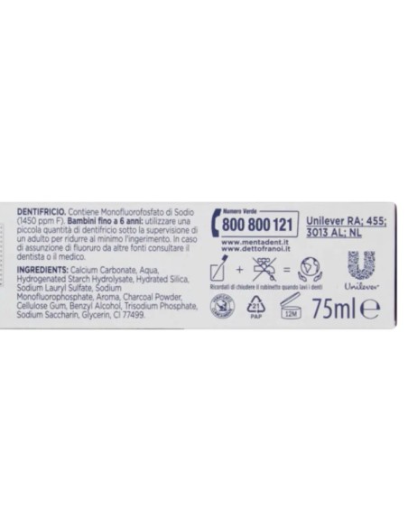 mentadent dentifricio - 75ml - white system - carbone attivo - sbiancante: tuttocasashop.live: igiene e cura della persona