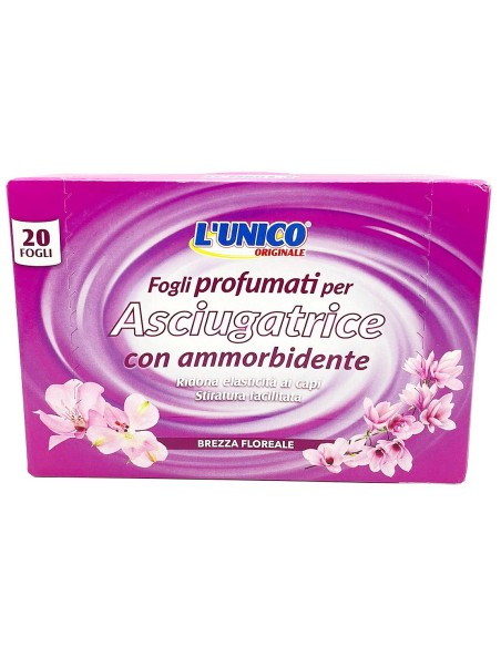 l'unico 20 fogli profumati per asciugatrice con ammorbidente - br. floreale: tuttocasashop.live: prodotti per bucato e tessuti