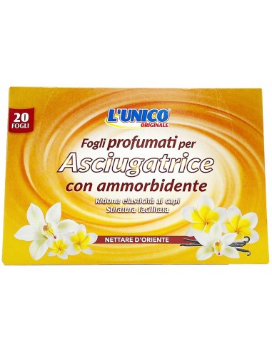 l'unico 20 fogli profumati per asciugatrice con ammorbidente nettare oriente: tuttocasashop.live: prodotti per bucato e tessuti