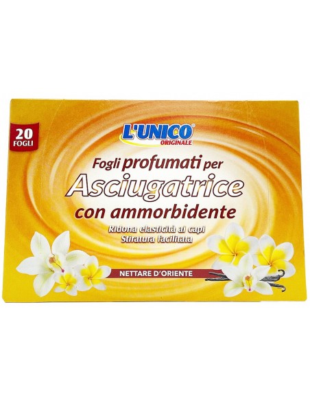 l'unico 20 fogli profumati per asciugatrice con ammorbidente nettare oriente: tuttocasashop.live: prodotti per bucato e tessuti
