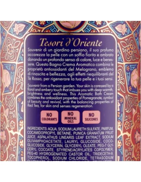 tesori d'oriente bagnoschiuma 500ml - pers. dream - melograno e te' rosso: tuttocasashop.live: igiene e cura della persona