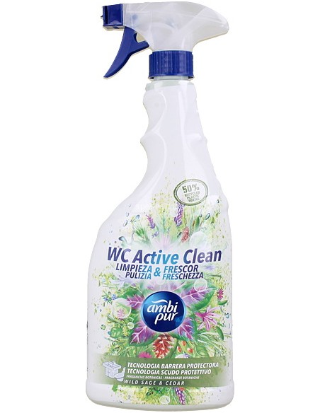 ambipur wc active clean spray 750ml - cedro e salvia: tuttocasashop.live: pulizia e cura della casa