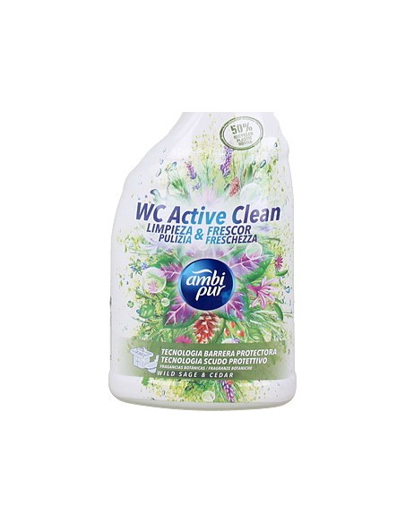 ambipur wc active clean spray 750ml - cedro e salvia: tuttocasashop.live: pulizia e cura della casa