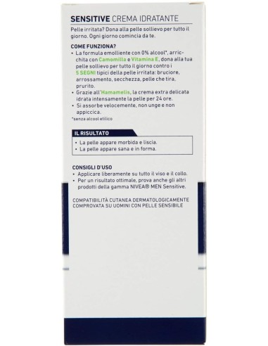 nivea for men crema idratante 75ml - sensitive - 24h di sollievo: tuttocasashop.live: igiene e cura della persona